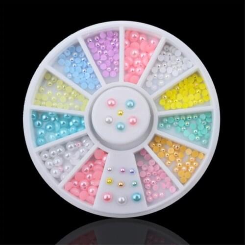 DIY 2mm 3mm mix Color Pearls Nail Glitter Nail Rhinestones Wheel Nail art decorations Makeup Tools