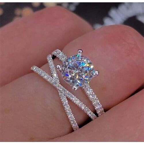 Womens new heart and eight arrows zircon ring double winding engagement ring female