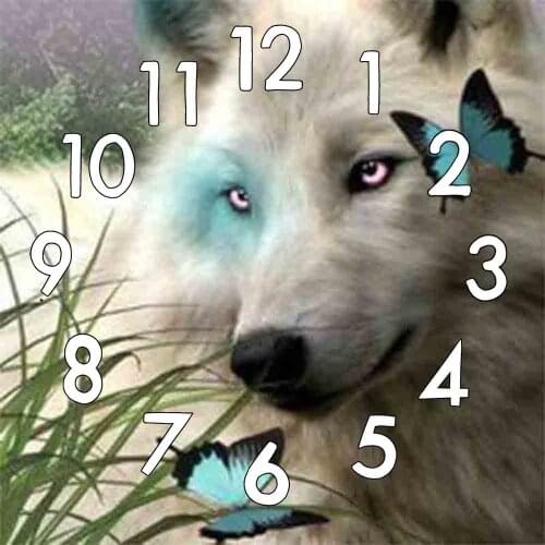 Dpsupr 5D Diamond Painting Kit With Clock Mechanism Cross stitch Wolf Full Square Round Diamond Embroidery Mosaic Home Gift