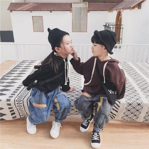 Boys Jeans 2021 New Spring And Autumn Girls Casual Pants Trendy Stitching Denim Girl Loose Long Pants Clothes For Baby Girls 5Y