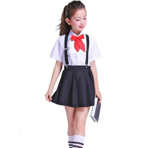 Childrens school uniform set new style boy and girl short-sleeved suit stage performance costume two/piece set