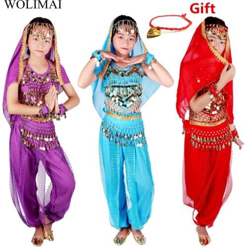Belly Dance Costumes Kids Oriental Dance Girls Belly Dancing India Belly Dance Set Clothes Bellydance Child Kids Indian 6 Colors