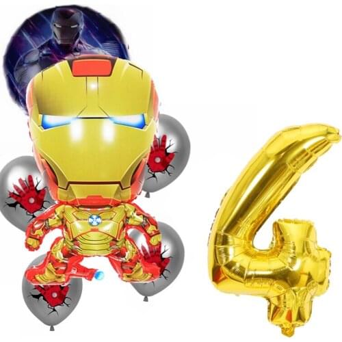 7pcs The Avengers Superhero Ironman 32'' Number Foil 12inch Theme Latex Balloons Boys Birthday Party Decoration Suit Supplies