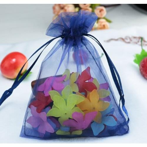 Wholesale 100pcs/lot Drawable Navy Small Organza Bags 7x9cm Favor Wedding Christmas Gift Bag Jewelry Packaging Bags& Pouches