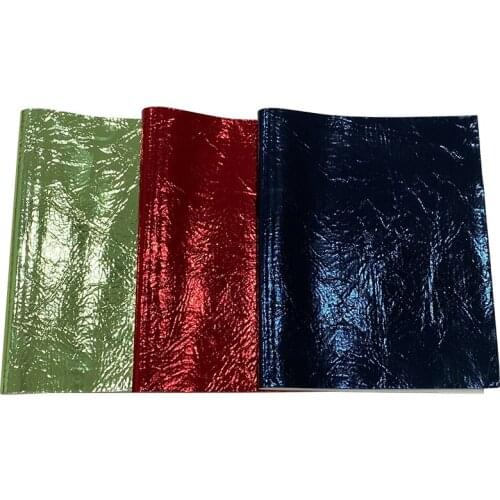 Crumpled Textured Soft Waterproof Metallic Mirror Holographic Dichroic PU Faux Leather Fabric Sheet For Making Shoe/Bag/Crafts