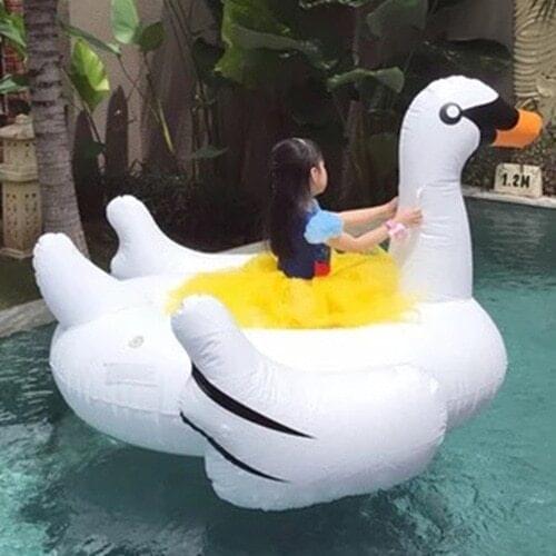 Inflatable giant swan floating rideable swimming pool toy float raft 150cm for both Adults & Child