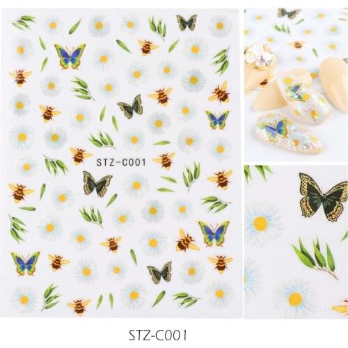 Nail sticker butterfly flower water transfer decal sliders for Nail Art Decoration Manicure DIY STZ-C001