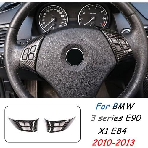 Carbon Fiber Styling Steering Wheel Buttons Decoration Cover Sticker For BMW 3 series E90 X1 E84 lnterior Auto Accessories
