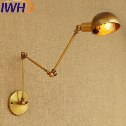 IWHD Loft Style Swing Arm Edison Wall Sconce Bedside Wall Lamp Iron Vintage Wall Light Fixtures For Indoor Lighting Lamparas