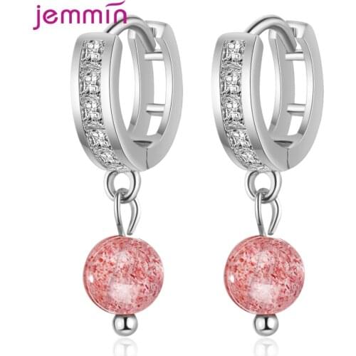 New Romantic Style Women Girls 925 Sterling Silver Strawberry Ball Pendant Drop Earrings Hot Fashion Wedding Party Earring