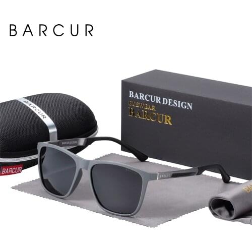 BARCUR Original Sunglasses Men Polarized Square TR90 Frame With Aluminium Magnesium Temples Male Sunglasses Fishing Driving Eyew