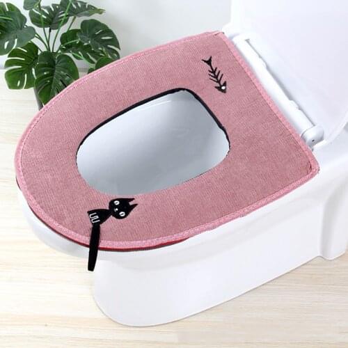 Toilet Seat Cushion Bathroom Accessories Plush Thick Pad Washable Soft Winter Warmer Mat Pad Cushion Toilet Seat Bidet Covers