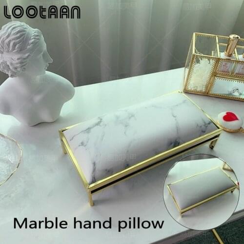 Lootaan Marbled Hand Rest For Nail Pillow Supportable Desktop Hand Stand For Manicure Table Mat Arm Wrist Hand Rest Salon Tools