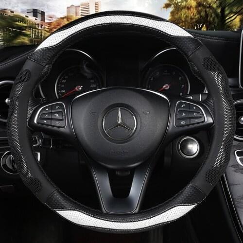 38CM Car Steering Wheel Cover Anti slip Leather Cars Wheels Covers Breathable Hand Stitching Steering-Wheel Car-stying Universal