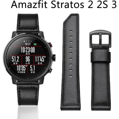 22mm For Xiaomi Huami Amazfit Stratos 2 2s 3 strap smart watch Leather wristband for Gear S3/Ticwatch/galaxy watch 46mm band