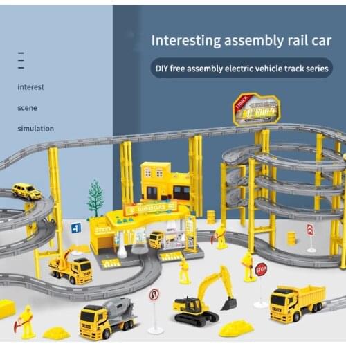 DIY Assembled Electric Fire Truck Subway Three Types of Vehicleswith Light and Music Early Childhood Educational Toys for Kids