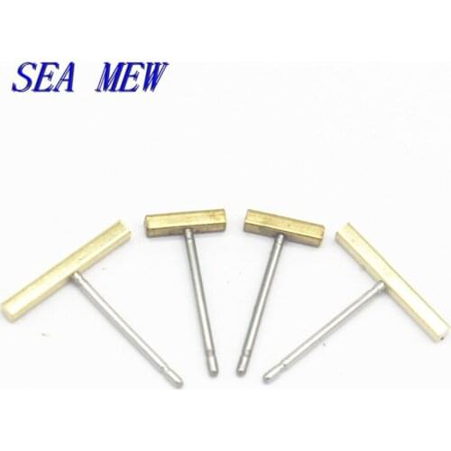 100 PCS 6mm 12mm Raw Brass Stud Earrings Rectangle Stud Earrings Base Setting DIY Jewelry Accessories