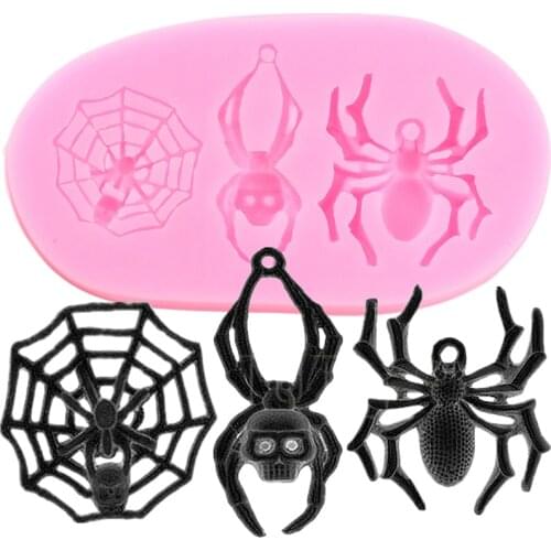 Halloween Cake Decorating Tools Spider Silicone Molds Spider Web Cupcake Topper Fondant Mold Candy Clay Chocolate Gumpaste Mould