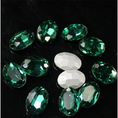 MHS.SUN Various Size Emerald Color Oval Shape Pointback Glass Rhinestones DIY Crystal Stones Rhinestone For Garment Decoration