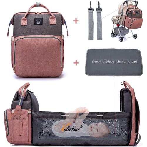 Lequeen Diaper Bag for Baby Care Kits Bed Backpack Multifunctional Outdoor Nappy Bags with Hooks Maternity Nursing Stroller Bags