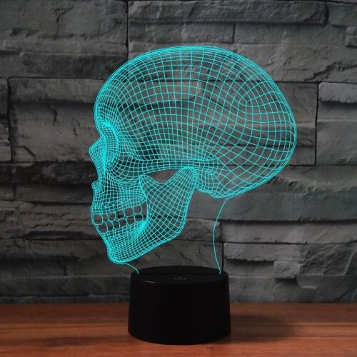 3D LED Night Light Acrylic Skull 7 Colors Remote Touch USB Table Desk Lamp for Home Decoration Creative Gift