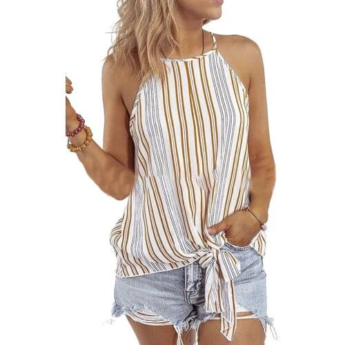 Streetwear Fashion Striped Halter Vest For Women Sexy Backless Slim Outfits Female Tank Tops 2021 Summer