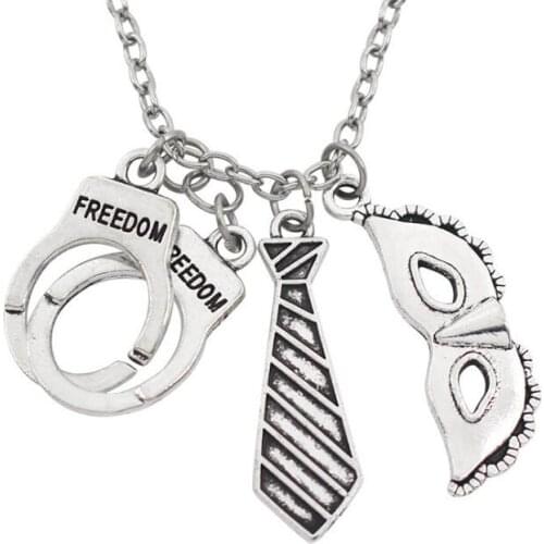 Vintage Silvers Hammer Wrench Saws Handcuffs Tie Mask Necklace Pendants Charms Choker For Women Jewelry Gifts Accessories HOT