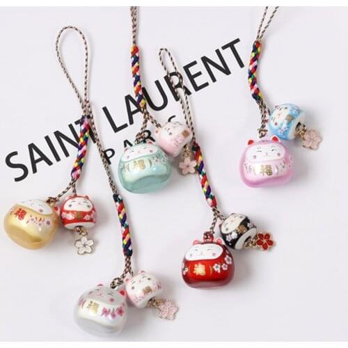 Japanese Lucky Cat Smart Phone Strap Lanyards for IPhone/Samsung Case Strap Water Sound Bell Mobile Phone Strap Rope Phone Charm