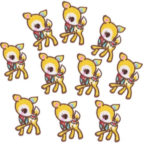 5PCS DIY Patch Cute Deer Embroidery Applique Iron on Transfers for Clothing Badges Patches Apparel Sewing Fabric Accessories