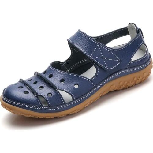 Womens Sandals Leather Comfortable Beach Outdoor Shoes 2021 New Fashion Ladies Girls Casual Sneakers Large Size