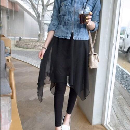Plus Size Women Chiffon Skirts Long Legging Skirt Pants Thin Material S-5XL