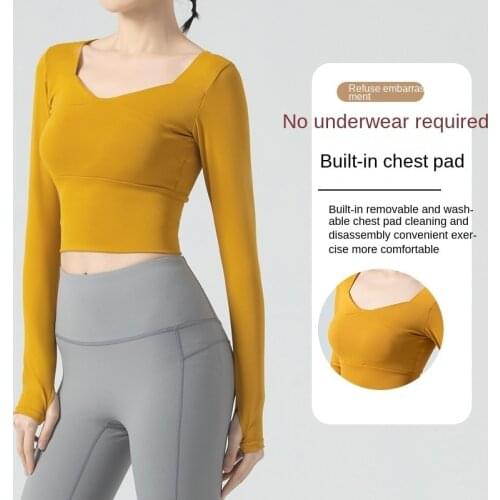 Womens Open Navel Fitness Sports Crop Top Long Sleeve Yoga Shirt New Summer Gym Activewear Breathable Running Workout Clothes