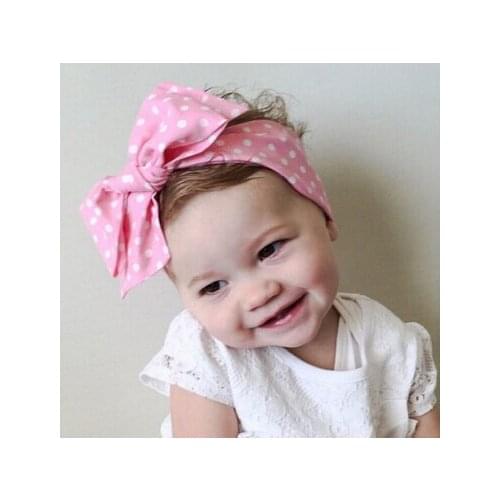 2016 New 10pcs/Lot Girls Headwraps Top Knot Dots Big Bow Headband Kids DIY Headwear Turban Girl Hair Accessories