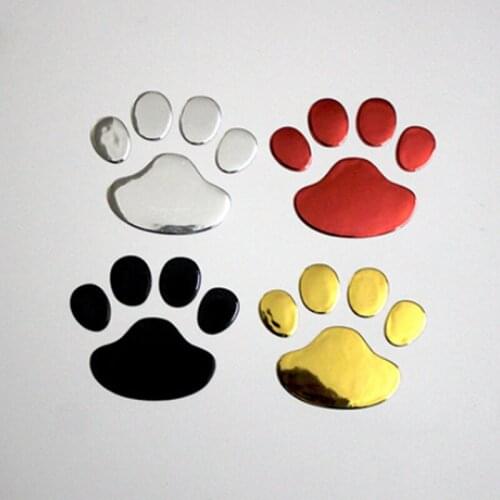 2pcs Car Sticker Cool Design Paw 3D Animal Dog Cat Bear Foot Prints Footprint Decal Car Stickers Silver Gold Auto Accessories