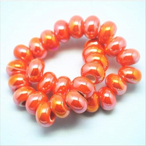 45pcs European spacer beads ceramic big hole porcelain items jewelry accessories size 9x14mm many colors are available