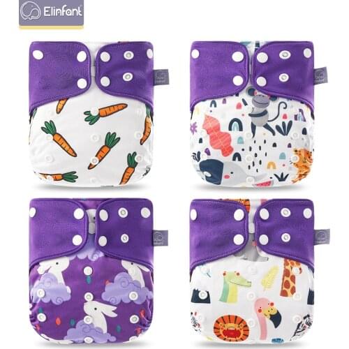 Elinfant 4PCS Baby Cloth Diaper Coffee Mesh Pocket Nappies Washable Reusable Diapers Fit 3kg~15kg Baby LABS Pants Breathable