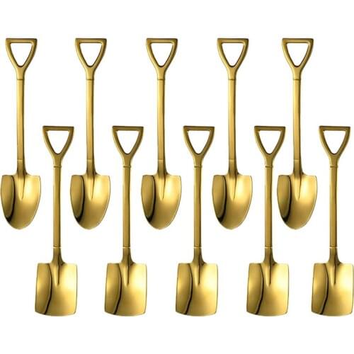 4pcs Mini Ice Cream Spoons Stainless Steel Citrus Fruit Dessert Coffee Spoons Watermelon Dessert Flat Shovel Kitchen Accessories