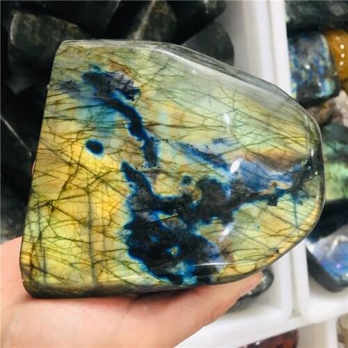 400-1.6kg Natural labradorite free form stone shining labrador feldspar stand stone Healing