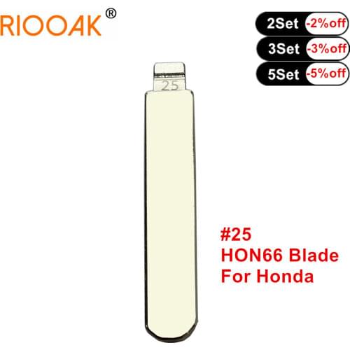 5pcs Uncut #25 HON66 Replacement Metal Blank Car Key For Honda Civic Accord CR-V XR-V City HRV Venzel Jade