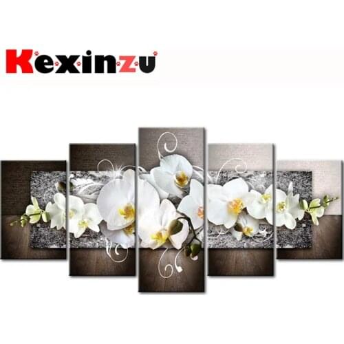 5pcs Full Square/Round Drill 5D DIY Diamond Painting Cross Stitch"Flower Home" Multi-picture Combination Embroidery Decor Home k