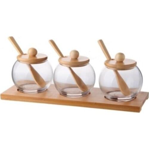 Bamboo Bottom And Lid 10 Piece Spice Team Salt Shaker Sugar Bowl Spice Storage Storage Organizer Set Gift
