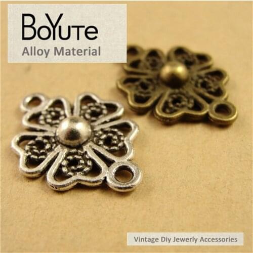 BoYuTe (100 Pieces/Lot) 21*16MM Wholesale Antique Bronze Silver Plated Zinc Alloy Vintage Diy Connectors Jewelry Findings