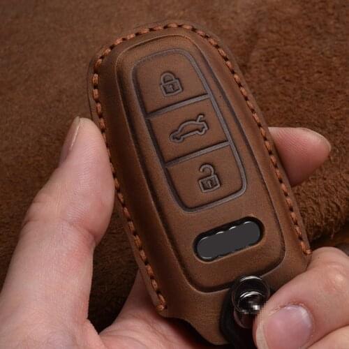 Real Leather Car Key Case Cover for Audi A3 A4 B9 A6 C8 A7 S7 4K A8 D5 S8 Q7 Q8 SQ8 E-tron 2018 2019 2020 2021 Accessories