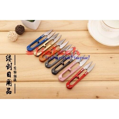 By dhl 1000pcs practical Multicolor Useful Trimming Scissors Nippers U Shape Clippers Sewing Embroidery Thrum stainless steel
