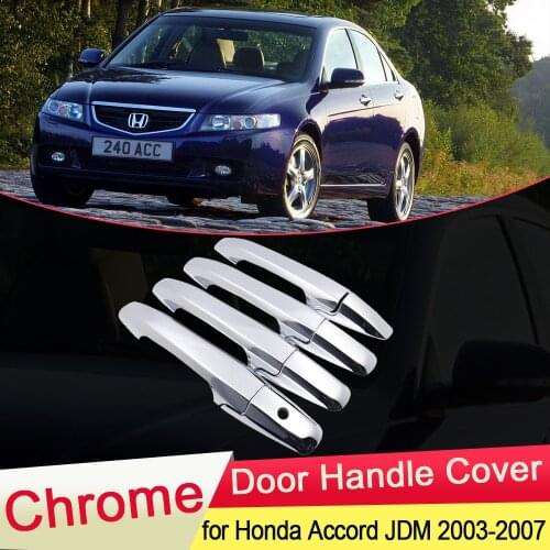 For Honda Accord 7 2003 2004 2005 2006 2007 JDM Version Chrome Door Handle Cover Trim Catch Car Cap Stickers Accessories Garnish