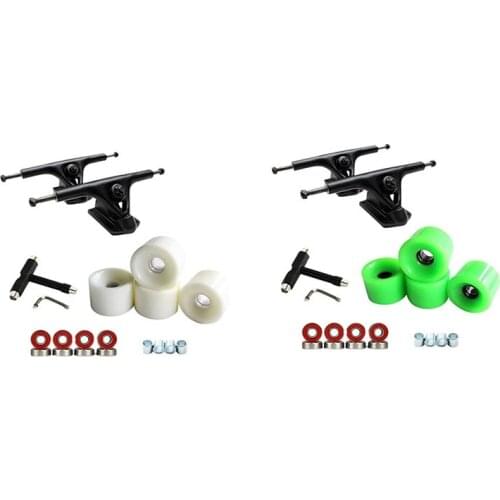 ELOS-8Inch Skateboard Trucks Bridge Hanger PU Wheels Bearing T Skateboard Tool Skateboard Wheel Combo for Longboard