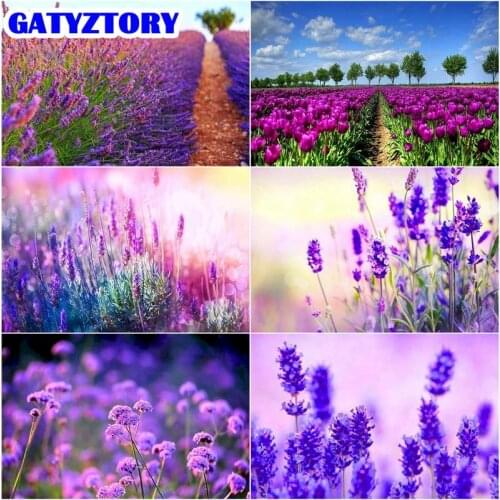 GATYZTORY 5D DIY Diamond Painting Lavender Bead Embroidery Diamond Mosaic Full Square/Round Drill Landscape Decorations Home Gif