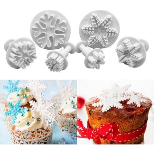 3 pcs Sugarcraft Cake Decorating Tools Fondant Plunger Cutters Tools Cookie Biscuit Cake Snowflake Mold Set Baking Accessories