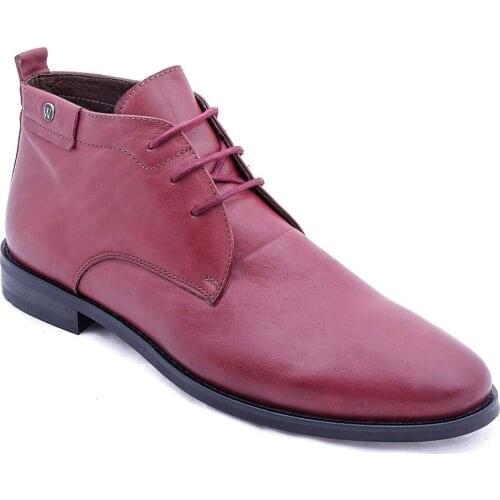 Leather Laced Claret Red Ankle Boots Wessi
