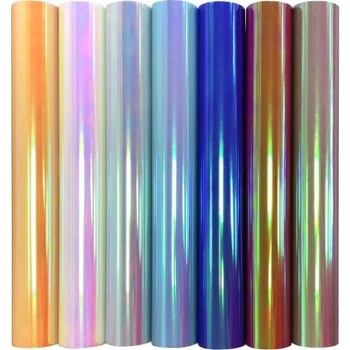 25cm*25cm PET Laser Symphony vinyl film T-shirt Iron HTV Printing crop number lettering for sportswear Home decoration